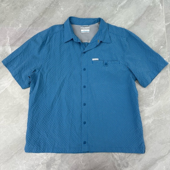 Men’s Columbia Omni Shade Plaid Button Down Short Sleeve Shirt Pocket Large - Picture 1 of 16